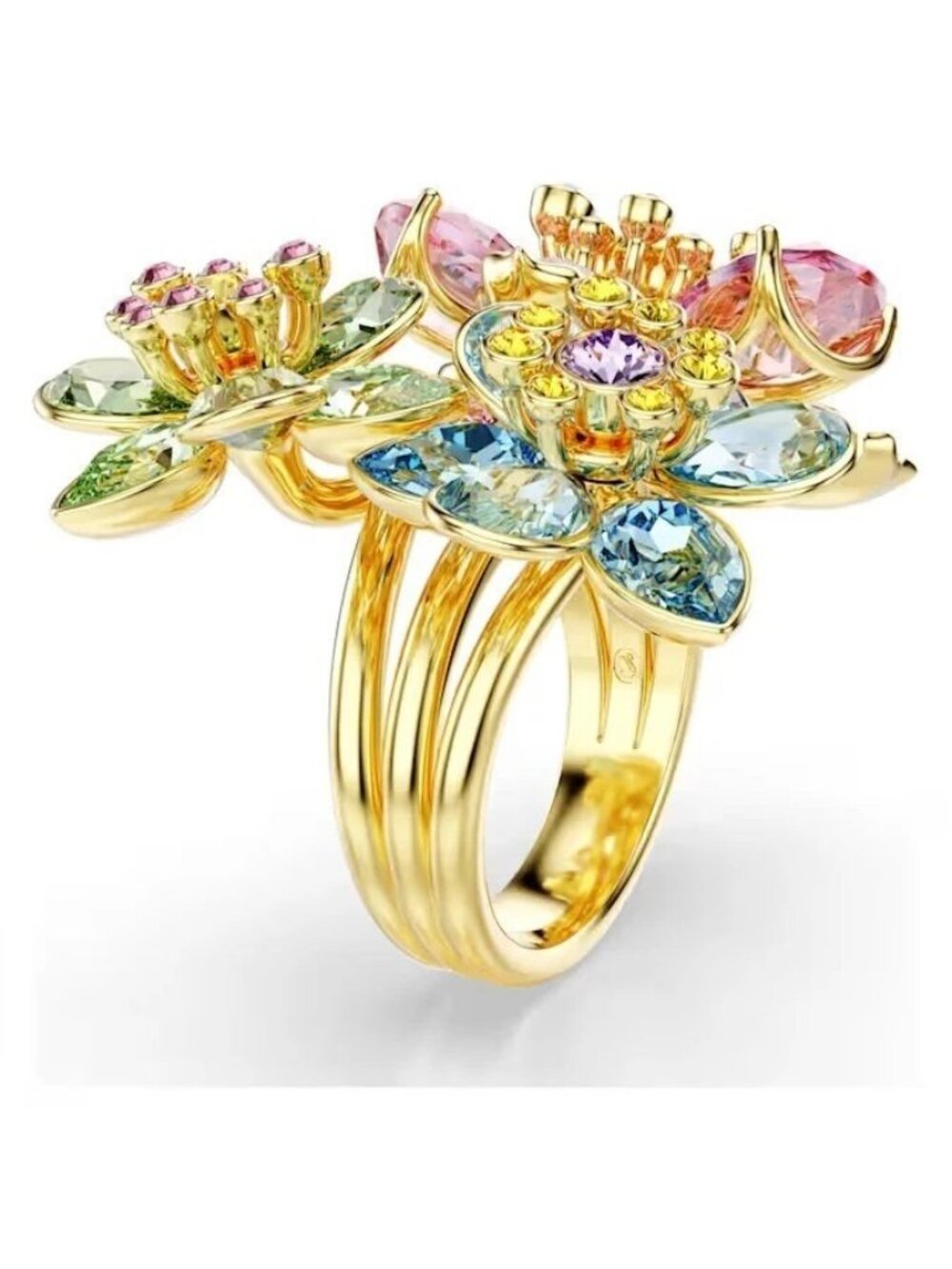 Swarovski Idyllia Flower Ring Multicolor Gold Tone Size 55 7 NIB - Picture 3 of 4